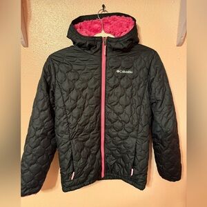 Columbia Black Quilted Jacket with Pink Details